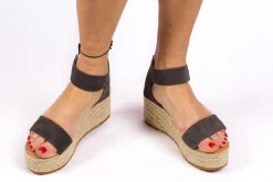 Abarca Shoes Alpargatas Con Cuñas^Alpargatas Cuna Piel Mallorca Gris