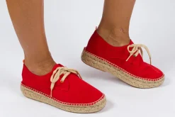 Abarca Shoes Alpargatas Con Cordones^Blucher Piel Rojo 556