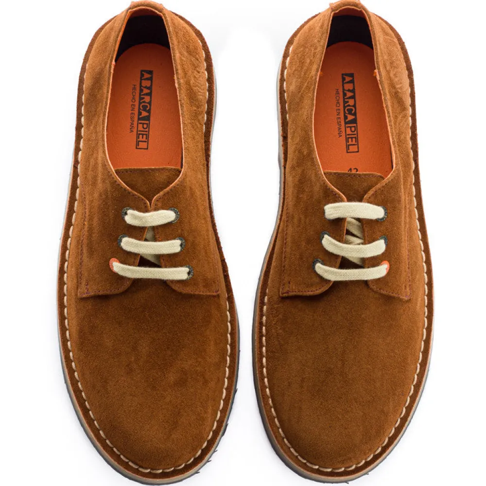 Abarca Shoes Zapatos De Piel^Blucher Piel Serraje Marron