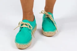 Abarca Shoes Alpargatas De Verano^Blucher Piel Turquesa