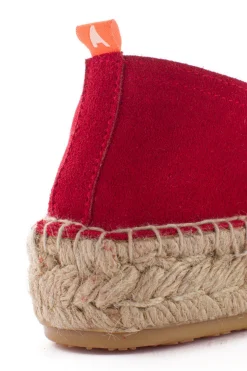 Abarca Shoes Alpargatas De Verano^Camping Piel Rojo Para Mujer