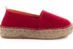 Abarca Shoes Alpargatas Yute^Camping Piel Rojo Para Mujer