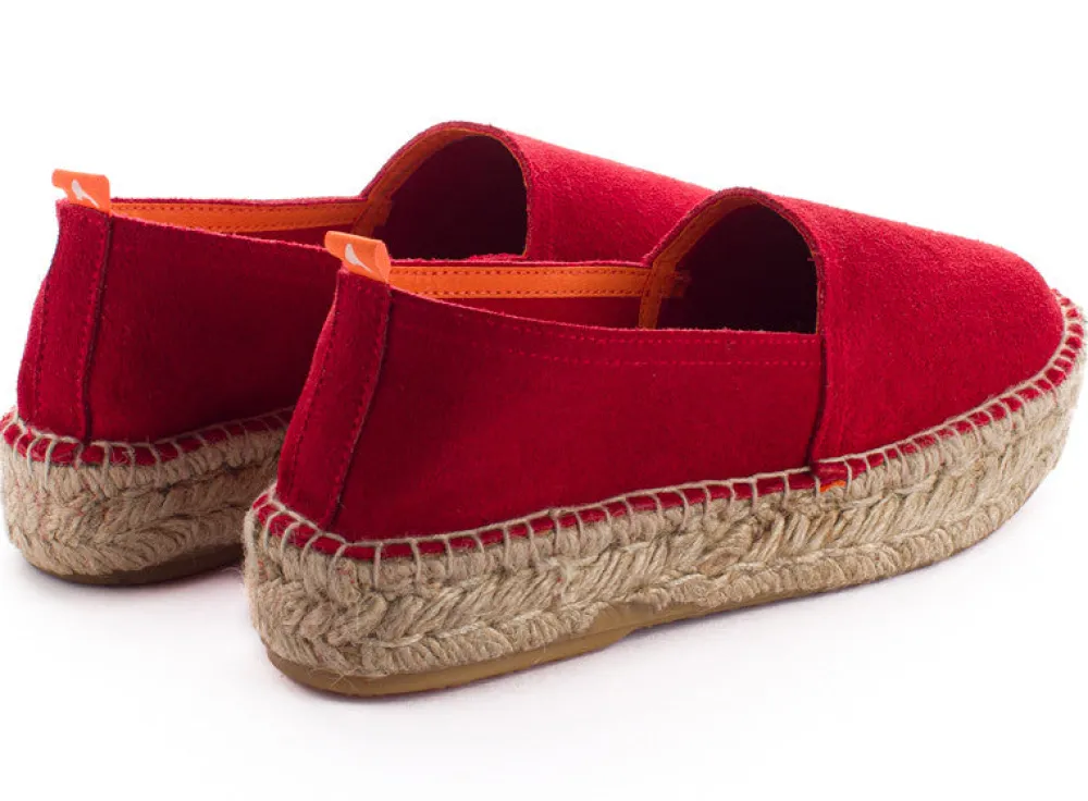 Abarca Shoes Alpargatas Yute^Camping Piel Rojo Para Mujer