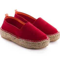Abarca Shoes Alpargatas Yute^Camping Piel Rojo Para Mujer