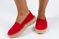 Abarca Shoes Alpargatas Yute^Camping Piel Rojo Para Mujer