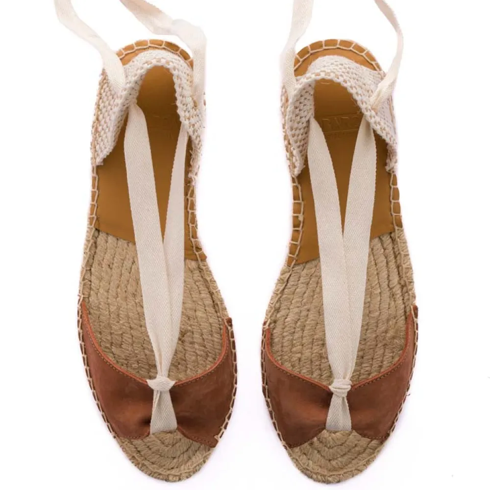 Abarca Shoes Alpargatas Yute^Menorquinas Cinta Nobuck Brandy