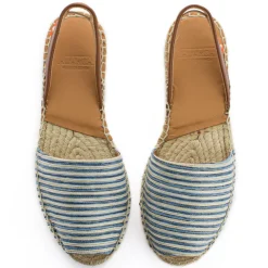 Abarca Shoes Alpargatas De Verano^Menorquinas Piel Con Rayas Azules