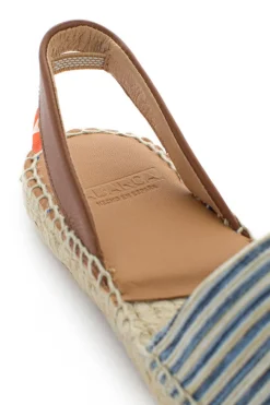 Abarca Shoes Alpargatas De Verano^Menorquinas Piel Con Rayas Azules