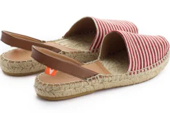 Abarca Shoes Alpargatas De Verano^Menorquinas Piel Con Rayas Rojas