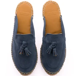 Abarca Shoes Alpargatas De Verano^Mocasín Abierto Borlas Piel Aguamar