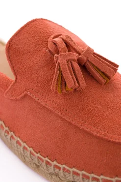 Abarca Shoes Alpargatas De Verano^Mocasín Abierto Borlas Piel Coral