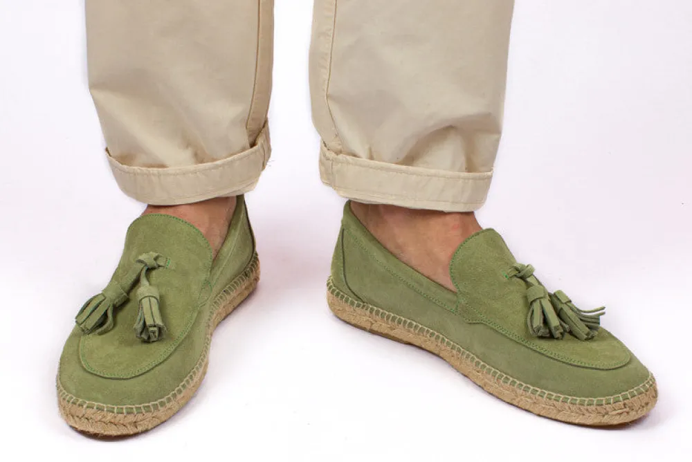 Abarca Shoes Alpargata Mocasín^Mocasín Borlas Piel Menta