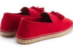 Abarca Shoes Alpargatas De Verano^Mocasín Borlas Piel Rojo