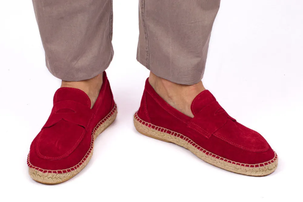 Abarca Shoes Alpargatas De Verano^Mocasín Piel Rojo Ingles