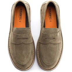 Abarca Shoes Zapatos De Piel^Mocasín Piel Serraje Gris Verde