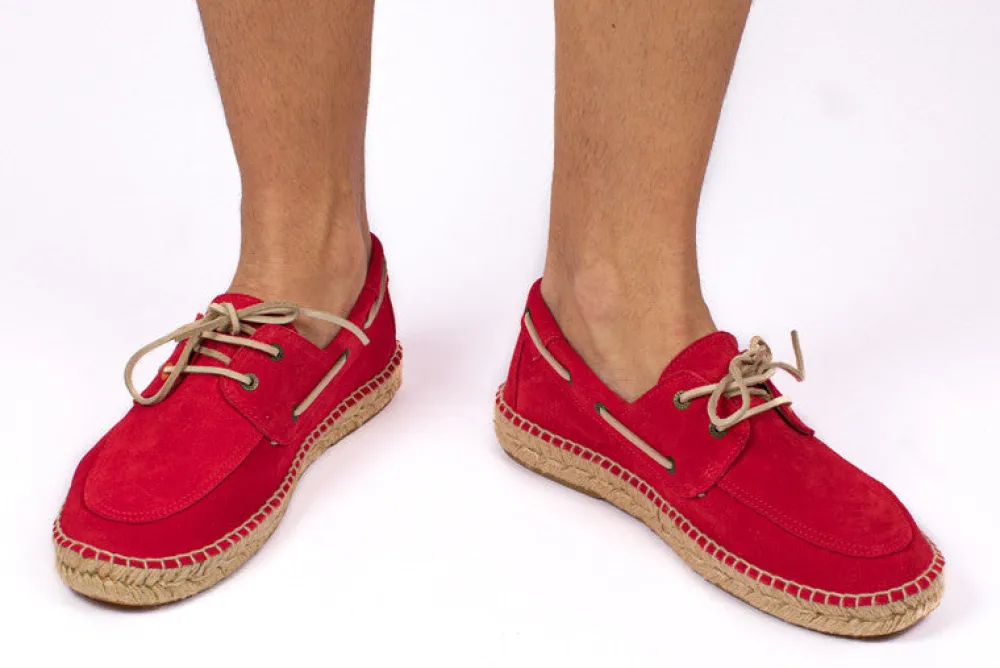 Abarca Shoes Alpargatas De Verano^Nautico Piel Rojo 556