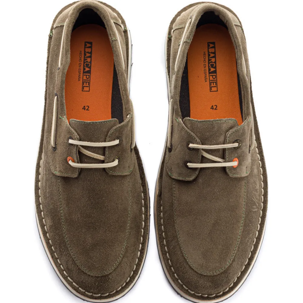 Abarca Shoes Nauticos^Nautico Piel Serraje Gris Verde