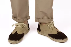 Abarca Shoes Alpargatas De Verano^Oxford Piel Beige + Chocolate