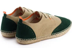 Abarca Shoes Alpargatas De Verano^Oxford Piel Beige + Esmeralda