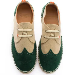 Abarca Shoes Alpargatas De Verano^Oxford Piel Beige + Esmeralda