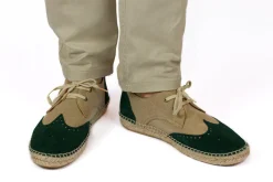 Abarca Shoes Alpargatas De Verano^Oxford Piel Beige + Esmeralda