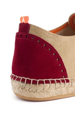 Abarca Shoes Alpargatas De Verano^Oxford Piel Beige + Rojo Ingles