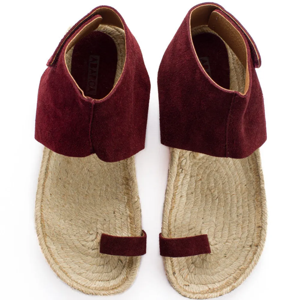 Abarca Shoes Alpargatas De Verano^Sandalias Piel Ibiza Granate