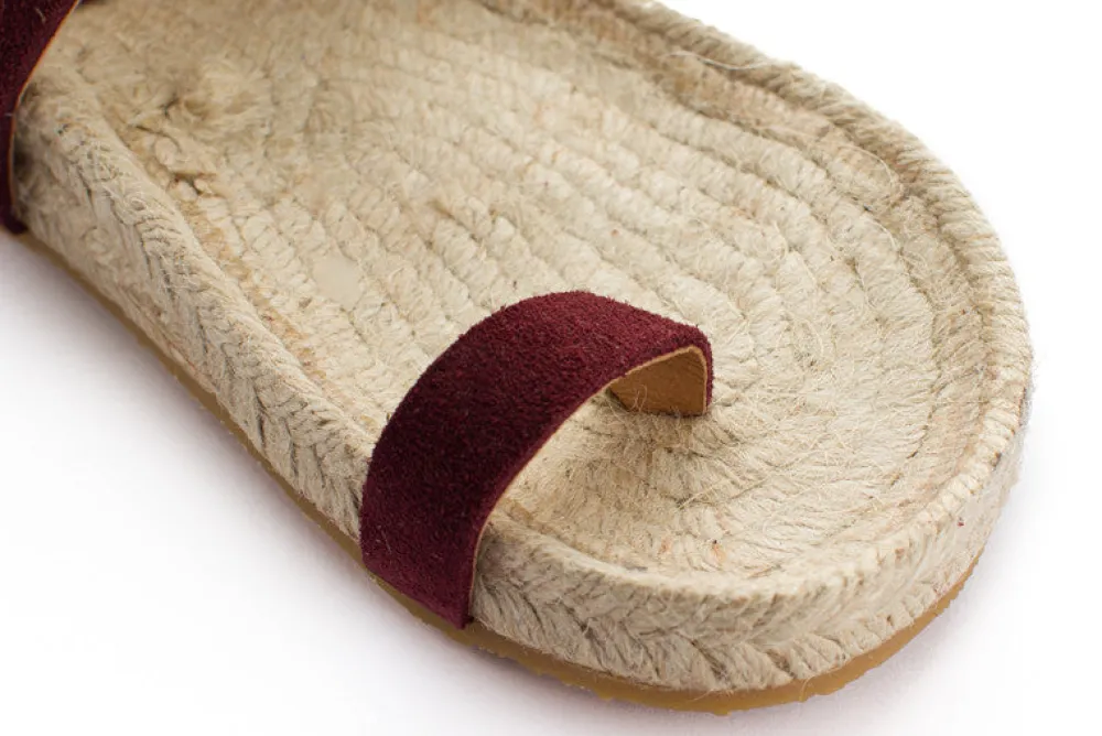 Abarca Shoes Alpargatas De Verano^Sandalias Piel Ibiza Granate