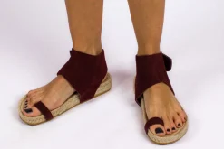 Abarca Shoes Sandalias Yute^Sandalias Piel Ibiza Granate