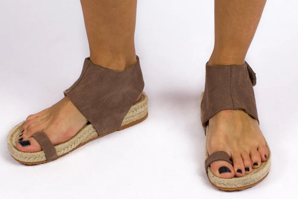 Abarca Shoes Alpargatas De Verano^Sandalias Piel Ibiza Topo