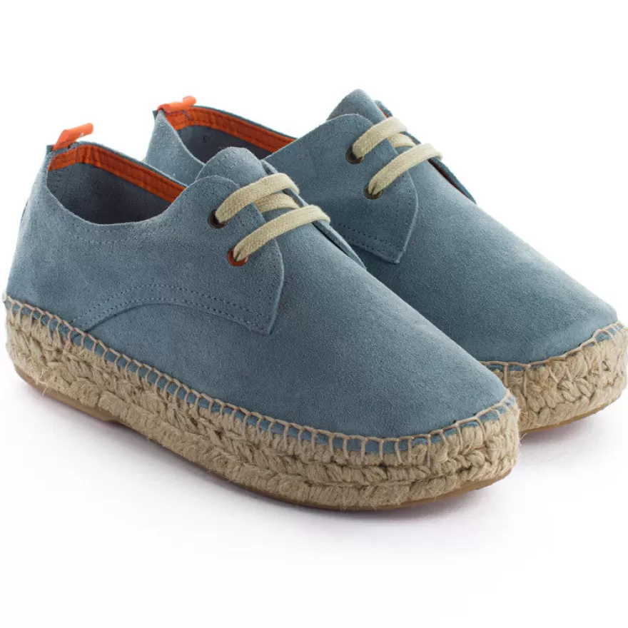 Alpargatas Con Cordones^Abarca Shoes Blucher Piel Celeste