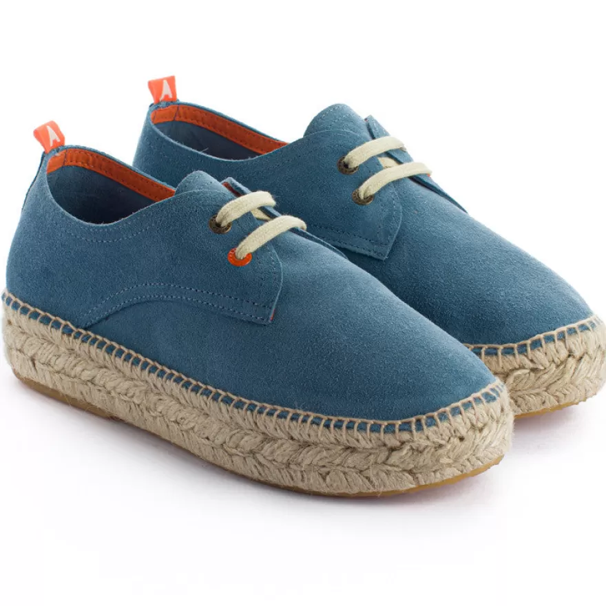 Alpargatas Con Cordones^Abarca Shoes Blucher Piel Cielo