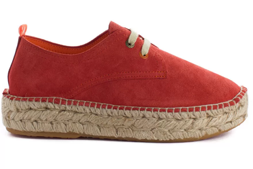 Alpargatas Con Cordones^Abarca Shoes Blucher Piel Coral