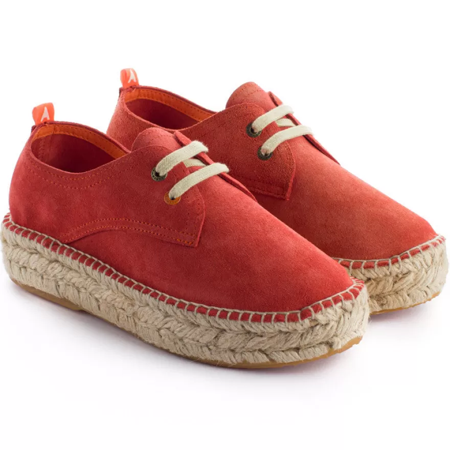 Alpargatas Con Cordones^Abarca Shoes Blucher Piel Coral