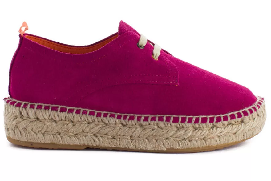 Alpargatas Con Cordones^Abarca Shoes Blucher Piel Fucsia