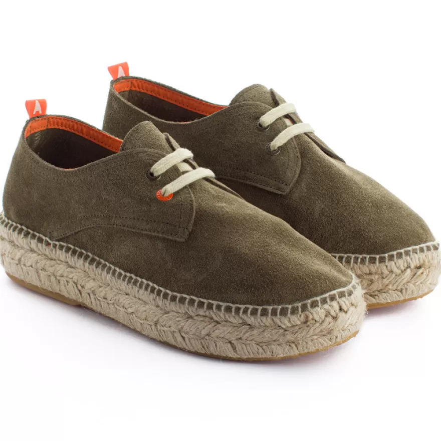 Alpargatas Con Cordones^Abarca Shoes Blucher Piel Kaki