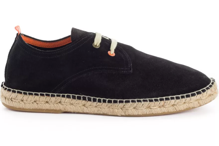 Alpargatas De Verano^Abarca Shoes Blucher Piel Negro