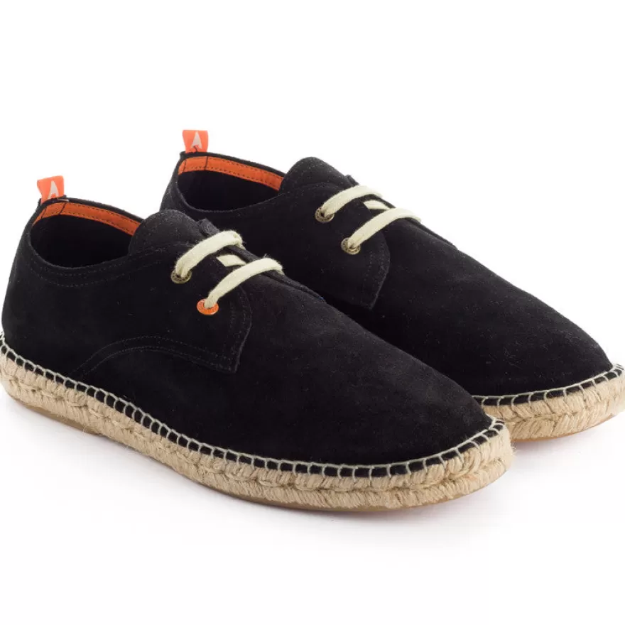 Alpargatas Con Cordones^Abarca Shoes Blucher Piel Negro