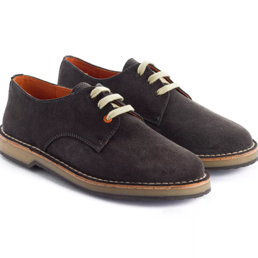 Zapatos De Piel^Abarca Shoes Blucher Piel Serraje Gris