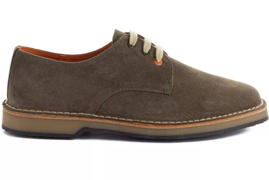 Zapatos De Piel^Abarca Shoes Blucher Piel Serraje Gris Verde