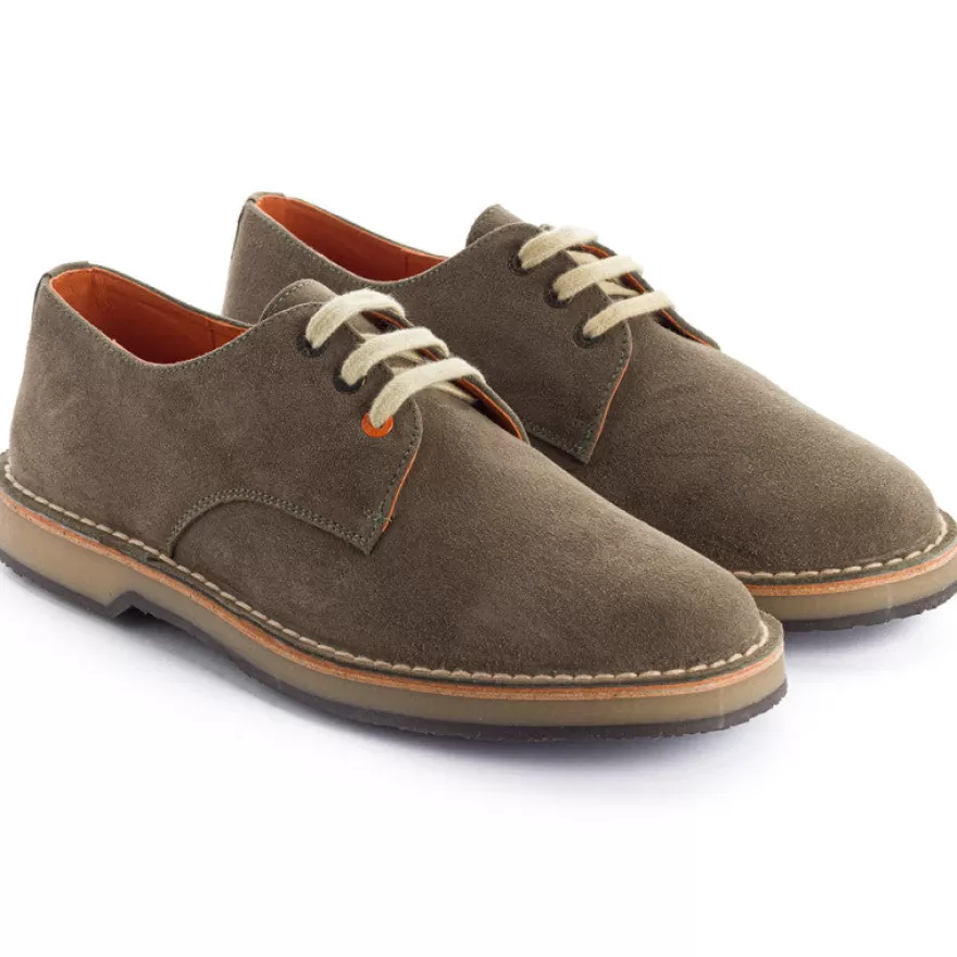 Zapatos Blucher^Abarca Shoes Blucher Piel Serraje Gris Verde