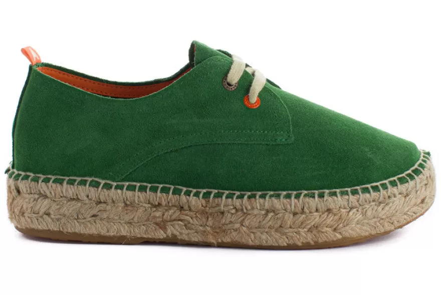 Alpargatas Con Cordones^Abarca Shoes Blucher Piel Verde