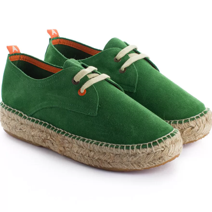 Alpargatas Con Cordones^Abarca Shoes Blucher Piel Verde