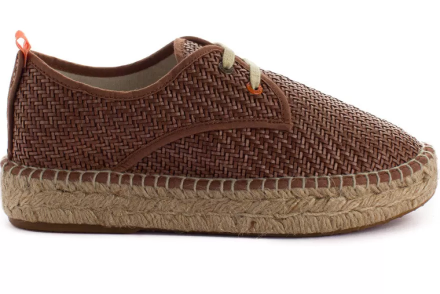 Alpargatas Con Cordones^Abarca Shoes Blucher Rafia Marron