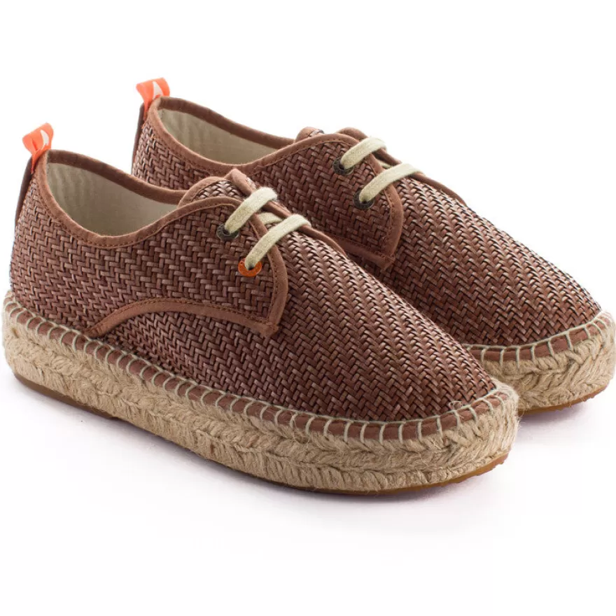 Alpargatas Con Cordones^Abarca Shoes Blucher Rafia Marron