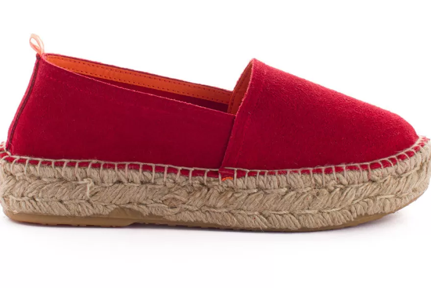 Alpargatas De Verano^Abarca Shoes Camping Piel Rojo Para Mujer