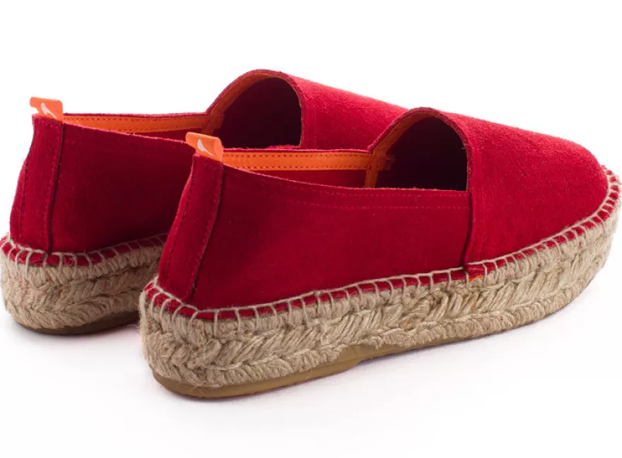 Alpargatas De Verano^Abarca Shoes Camping Piel Rojo Para Mujer