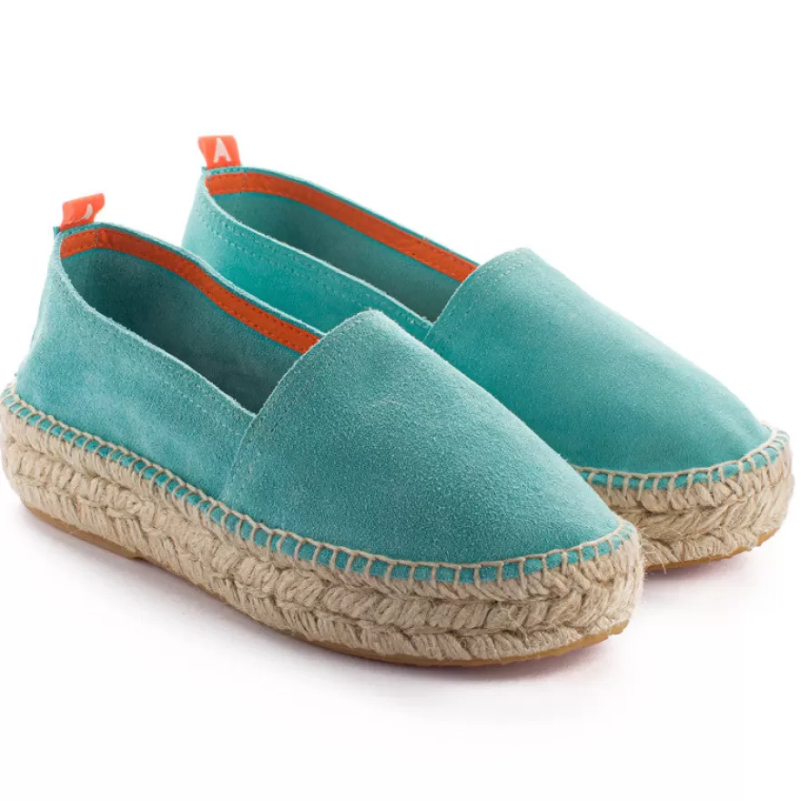 Alpargatas De Verano^Abarca Shoes Camping Piel Turquesa