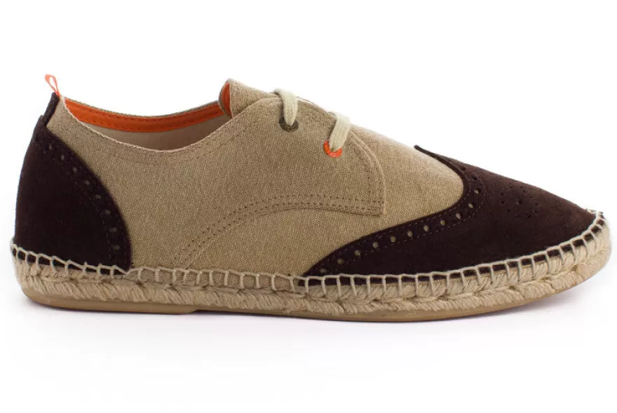 Alpargatas De Verano^Abarca Shoes Oxford Piel Beige + Chocolate