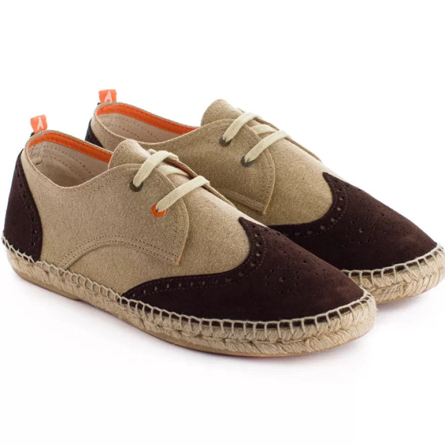 Alpargatas Oxford^Abarca Shoes Oxford Piel Beige + Chocolate